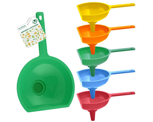 Воронка с ситечком МГ76-60 13х11см. ручка-10см. 5шт/уп. пластик