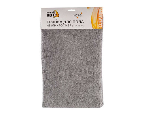 Тряпка для пола M-02F-XXL(007527) Рыжий кот 80х100см. микрофибра сер.