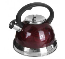 Чайник MERCURY MC-7823 3л нерж сталь инд. свисток тёмно-красный с декор