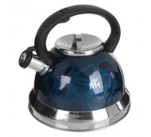 Чайник MERCURY MC-7824 3л нерж сталь инд. свисток тёмно-синий с декор