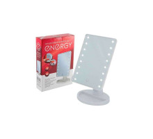 Зеркало косметич. EN-704(159940) Energy LED-подсветка складн. 16,5х21,5см. пластик бел.