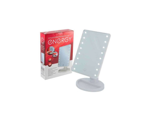 Зеркало косметич. EN-704(159940) Energy LED-подсветка складн. 16,5х21,5см. пластик бел.
