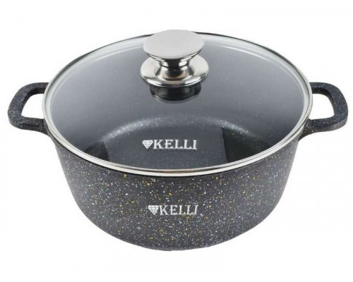 Кастрюля KL-4092-24 Kelli 5,5л алюм. с крыш. ант. покр. черн. мрамор