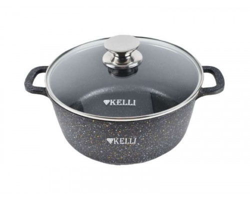 Кастрюля KL-4092-28 Kelli 8л алюм. с крыш. ант. покр. черн. мрамор