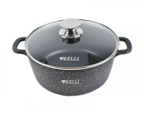Кастрюля KL-4092-16 Kelli 1,6л алюм. с крыш. мрам. покр. черн.