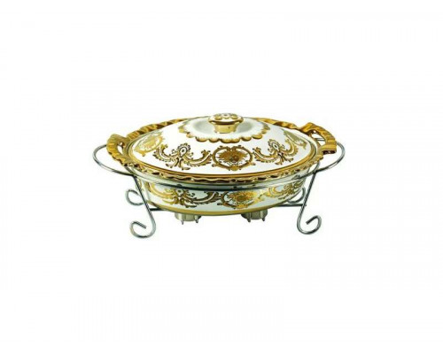 Мармит Kelli KL-179 с крыш. овал. 2,5л. металич. подстав. керам.
