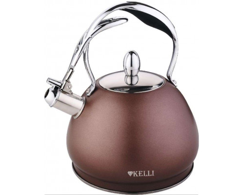 Чайник KELLI KL-4533 3л нерж сталь инд. свисток коричневый