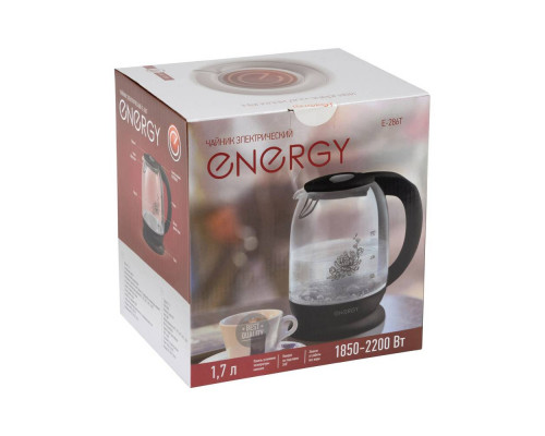 Чайник электрический Energy E-286Т 004544 1,7л стекло 2200Вт черный
