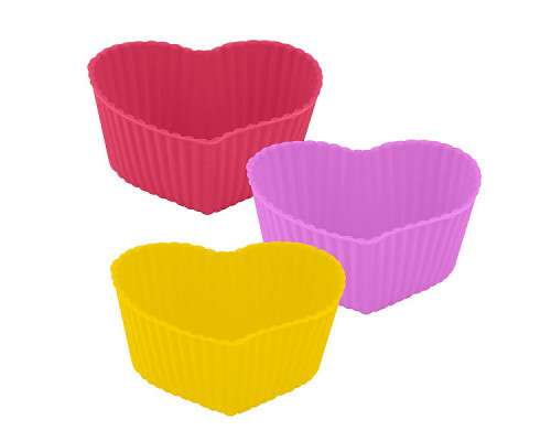 Формы для маффинов VL80-293 "Сердце" 6шт. силикон