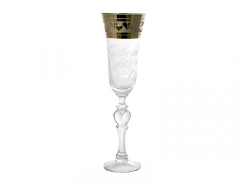 Бокалы для шампанского GN1502 GLASSTAR Свадьба сердце 0,2л 2пр. стекло