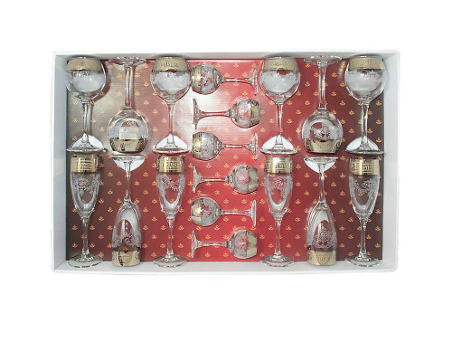 Фужеры+бокалы+рюмки GN1/1689/1687/1801 GLASSTAR "Барокко" 18пр. стекло