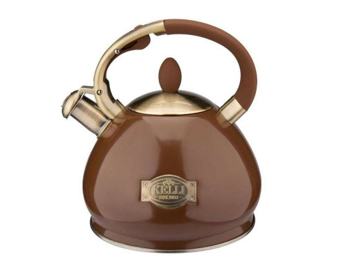 Чайник KELLI KL-4549 3л нерж сталь свисток коричневый