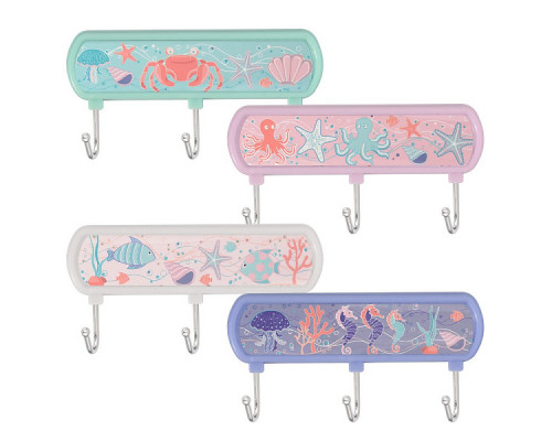 Планка 3 крючка Мультидом Морская жизнь SM27-31 металл/пластик цвет в асс.