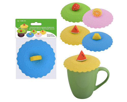 Крышка-присоска для чашек и банок VL80-101 "Фруктовый ломтик" силикон