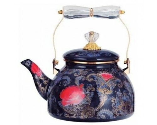 Чайник KELLI KL-4492 3л сталь эмаль чёрный с рисунком