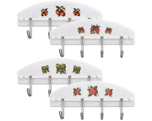 Планка 4 крючка Мультидом Фрукты SM27-131 металл/пластик цвет в асс.