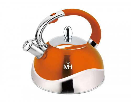 Чайник MERCURY MC-7836 3л нерж сталь инд. свисток оранжевый/серебристый