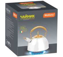 Чайник со свистком Mallony 910070 "DJB-3427", 2,5л, нерж. ст., серебр.
