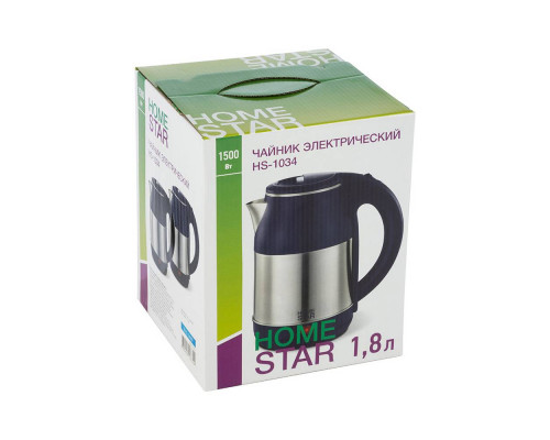 Чайник электрический Homestar HS-1034 синий метал. диск 1,8 л 1500 Вт