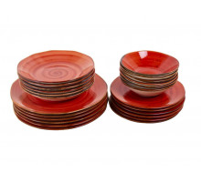 Посуда набор 11111-RED OMS 24пр. тарелки-4 вида керам. красн.