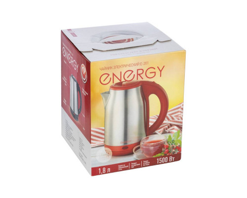 Чайник электрический Energy E-201 164125 1,8л нерж. сталь 1500Вт сереб./красный