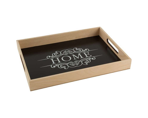 Поднос сервировочный (008542) "HOME" 32х37см. декор. черн.