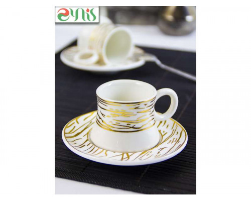 Кофейный сервиз 48712 ФэнТорг 0,1л. 12пр. керам. бел-золот.