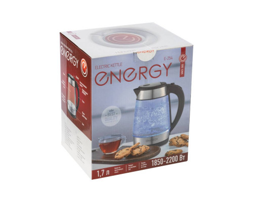 Чайник электрический Energy E-254 164134 1,7л пластик/стекло 2200Вт сереб./чёрный