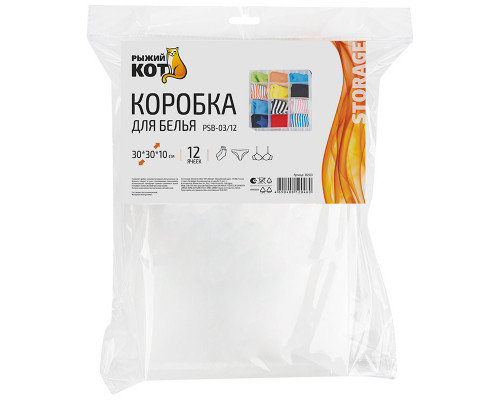 Коробка для белья PSB-03/12(312553) 12 ячеек,пластик с принтом 30х30х10см.