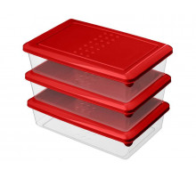 Контейнеры для продуктов набор Asti 221100706/03 3пр 0,75л  пластик красный
