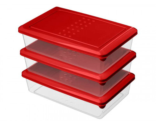 Контейнеры для продуктов набор Asti 221100706/03 3пр 0,75л  пластик красный