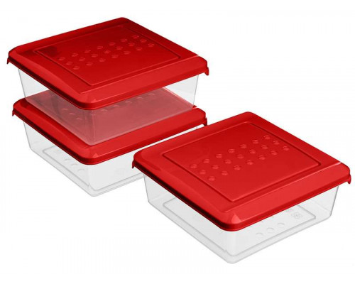 Контейнеры для продуктов набор Asti 221101006/03 3пр 0,5л  пластик красный