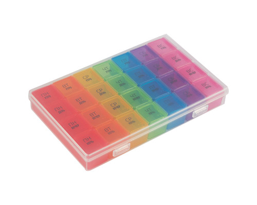 Таблетница (007752) ECOS 28 секций на 7 дней пластик цветн.