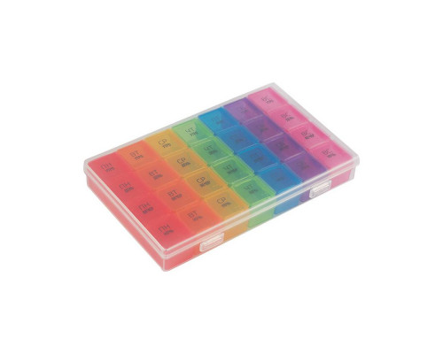 Таблетница ECOS 007752 17,5x11,5x3см 28 секции пластик разноцвет.