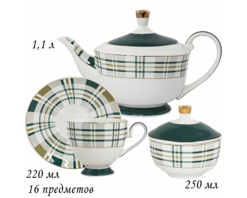 Чайный сервиз LENARDI 109-017 0,22л 16пр. фарфор разноцвет. подарочная уп.