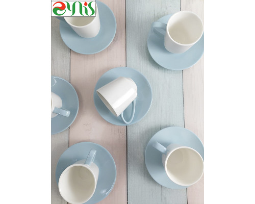 Кофейный сервиз LENARDI 109-101 12пр. 0,14л фарфор белый/голубой
