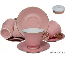 Чайный сервиз LENARDI 122-014 0,25л 12пр. фарфор тём.-розовый подарочная уп.