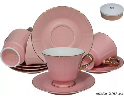 Чайный сервиз LENARDI 122-014 0,25л 12пр. фарфор тём.-розовый подарочная уп.