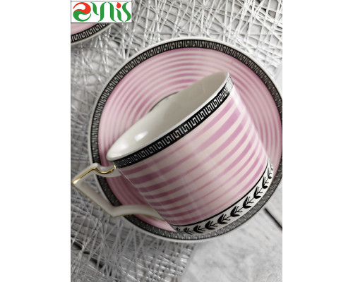 Чайный сервиз LENARDI 244-039 12пр. 0,29л фарфор белый/розовый