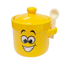 Банка д/сып.прод. L2520869 "Smile" с ложкой d=10см. 450мл. керам. подар. упак.