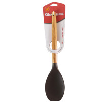 Лопатка 35635-52 с дерев. ручкой "Kitchenware" 32см. силикон черный