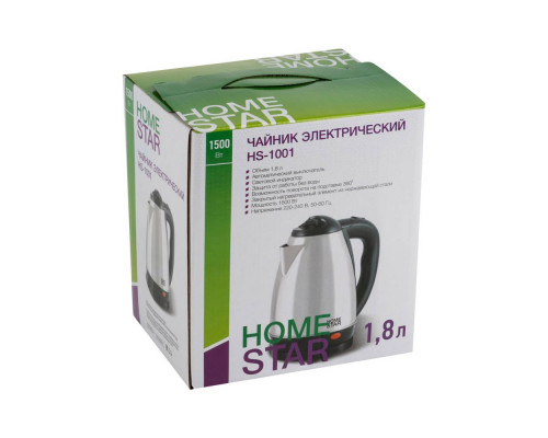 Чайник электрический Homestar HS-1001 000450 1,8л нерж. сталь 1500Вт сереб./чёрный