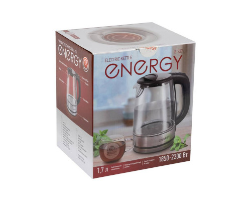 Чайник электрический Energy E-237 164111 1,7л диск стекло руч. пластик чёрный