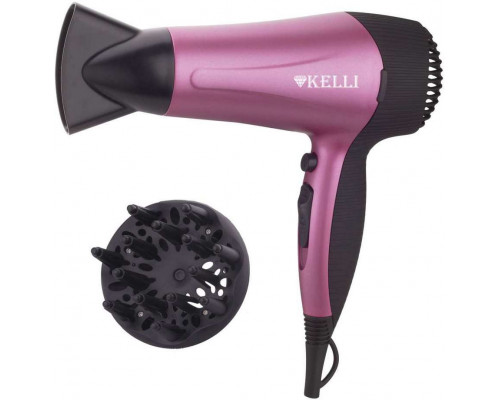 Фен Kelli KL-1109 2000Вт 2скор. +хол. возд. ручка прорезин пластик розовый