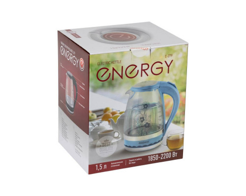 Чайник электрический Energy E-279 164084 1,5л стекло 2200Вт голубой