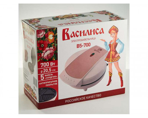 Вафельница эл. В5-700 Василиса 700Вт ант. покр. роз.