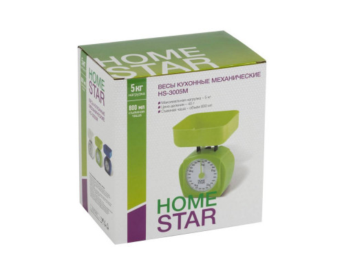 Весы кухонные механические HOMESTAR HS-3005М, 5 кг, цвет белый