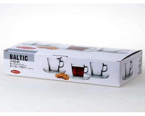 Чашки с блюдцами PSB95307 Pasabahce "Baltic" 12пр. 210мл. стекло