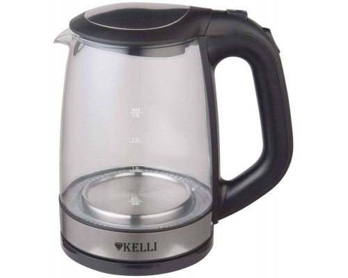 Чайник электрический Kelli KL-1303 черный стекло диск 2 л 2200 Вт