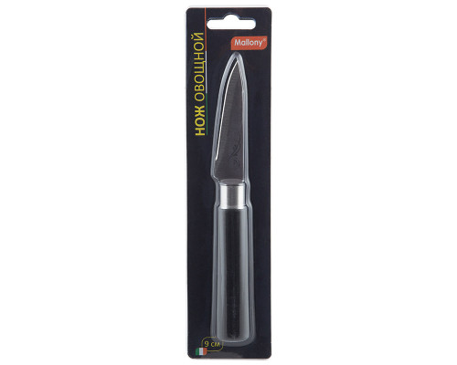 Нож для овощей Mallony MAL-07P 985377 9см нерж сталь ручка пластик чёрный